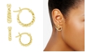 And Now This High Polished Twist Duo Click Top Hoop Earring Set in Silver Plate or Gold Plate